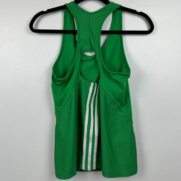 Adidas Womens Racerback Striped Seamless Built-In Bra Gym Green Tank Top Small - Picture 2 of 11